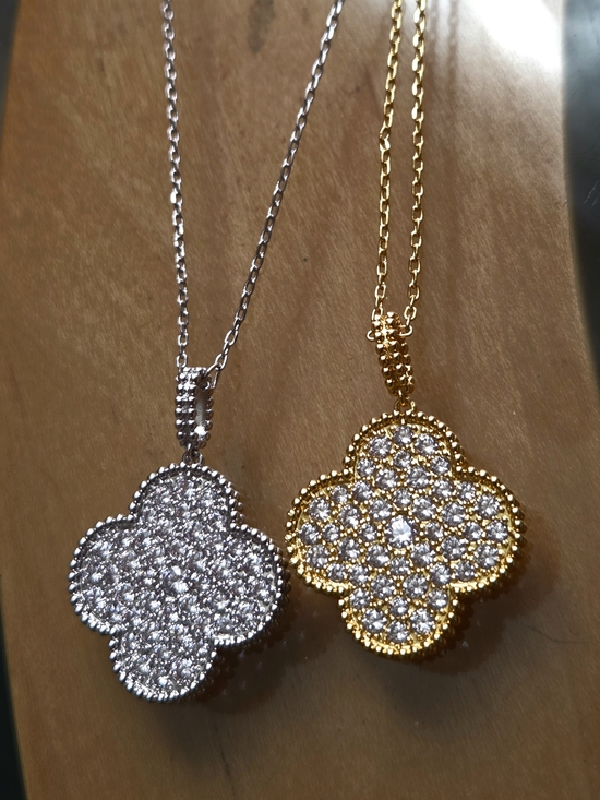 Galinas Jewelry - Fashion Designer Vintage Clover Necklace  Sterling Silver Gold-Plated Jewelry